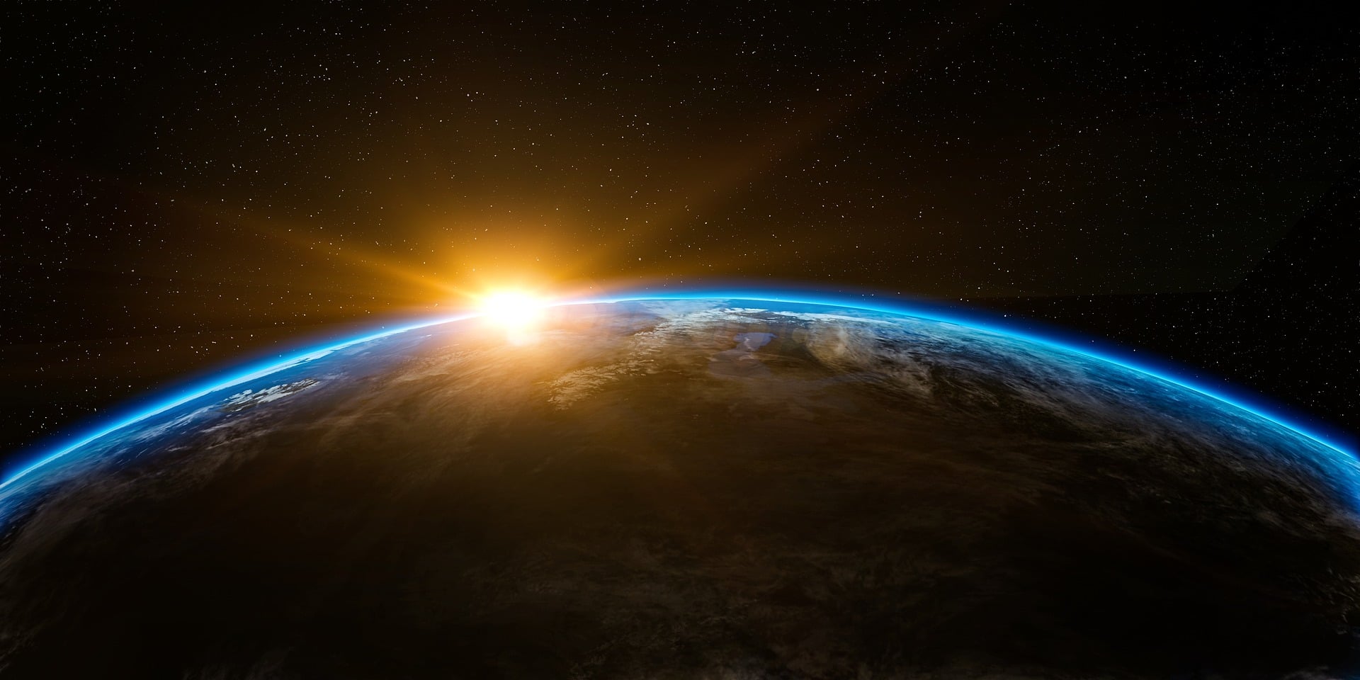 Sunrise over planet Earth seen from space